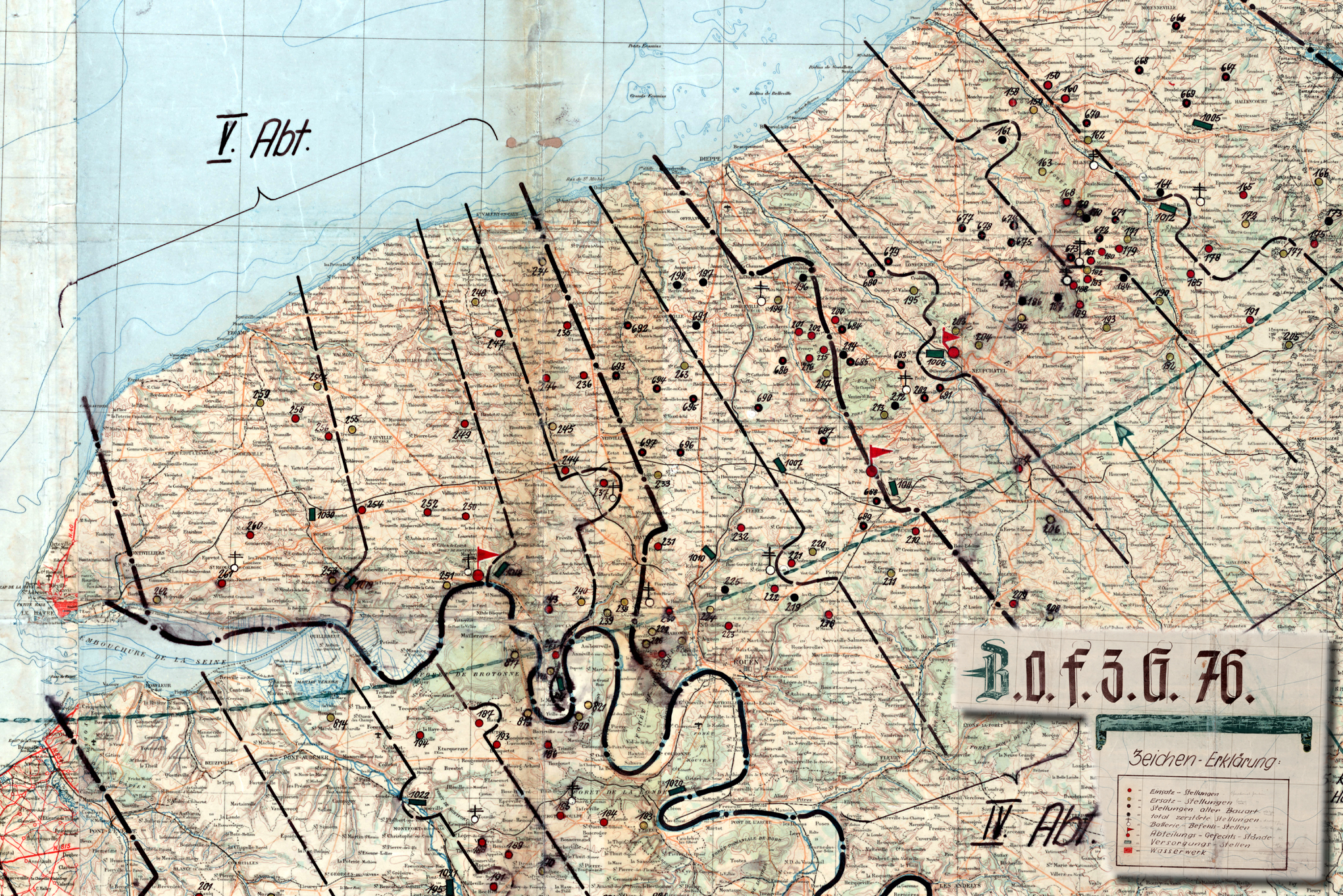V1-Stellungen der III., IV. und V. Abteilung im Département Seine-Maritime, Frankreich