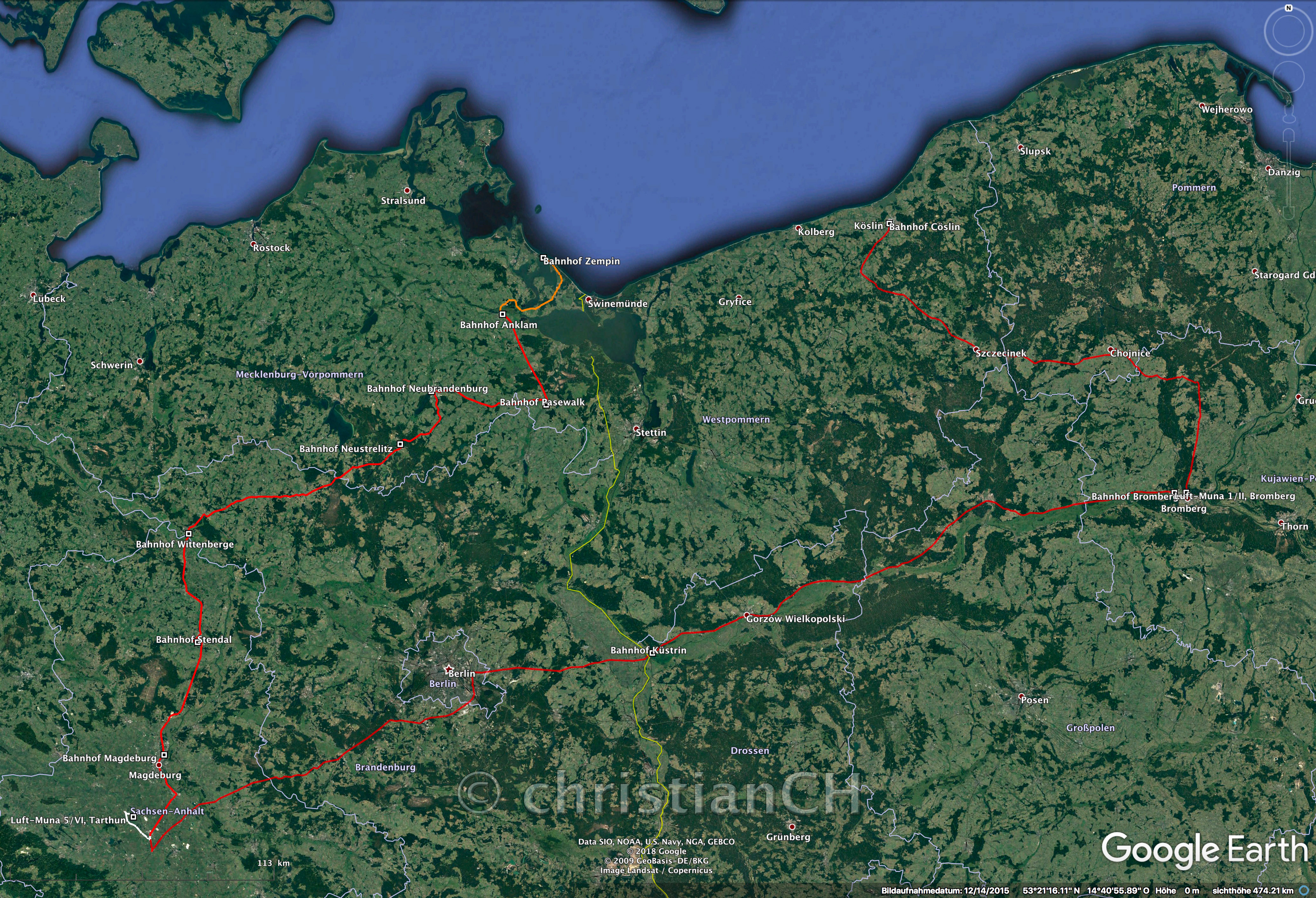 Route der V1-Transportübung
